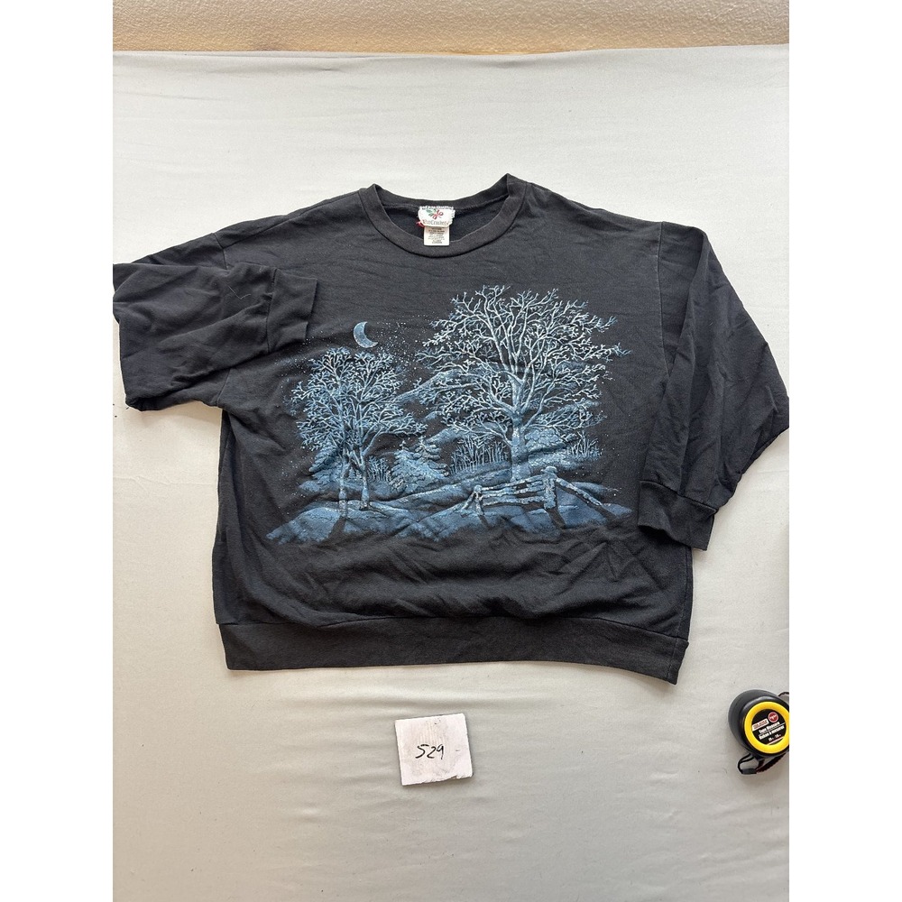 Nutcracker Vintage Womens XL Black Winter Tree Graphic Sweatshirt Pullover